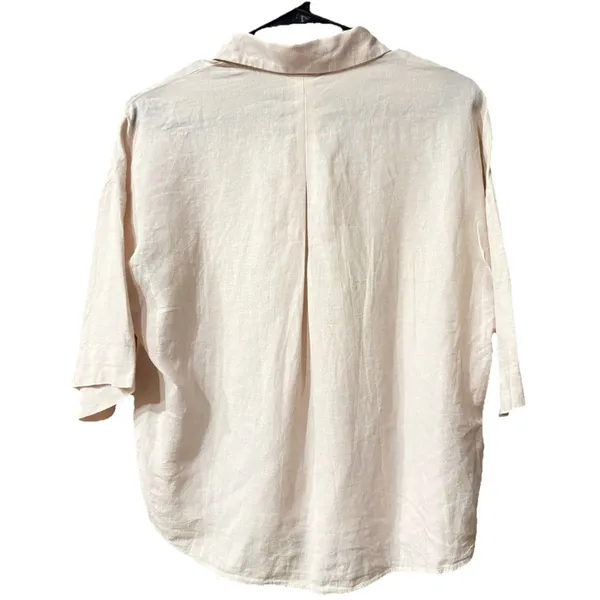 H&M linen delave oversized boxy button up short sleeve XS - Image 2