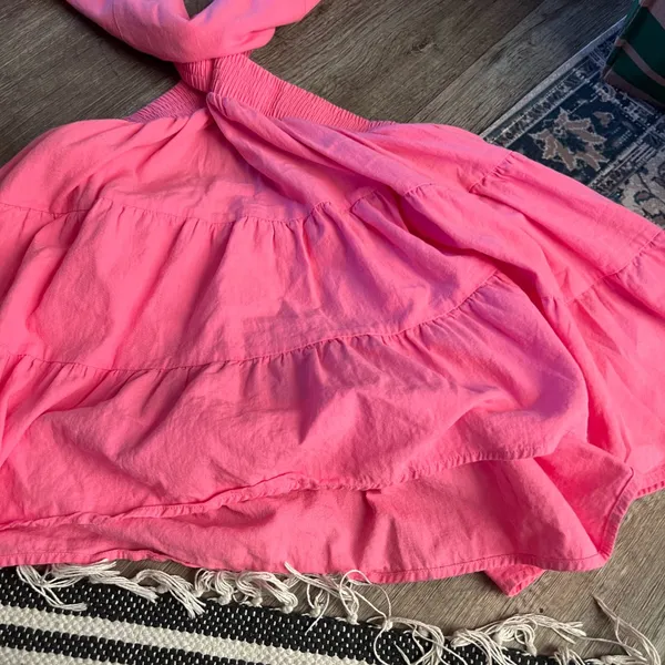 Shy Velvet Dress Womens L Crossover Cut Out‎ Waist Mini Summer Square Neck Pink - Image 9