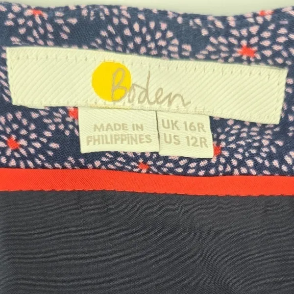 Boden Mini Skirt Womens 12R Navy Blue Floral‎ Viscose Lined Back Zip T0318 - Image 3