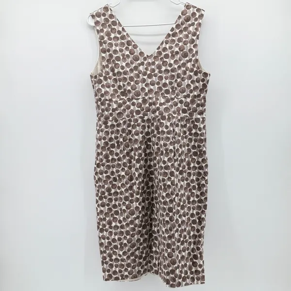 Boden WH251 Women Brown Polka Dot V-Neck Sleeveless Cotton Sheath Dress Size 10R - Image 2