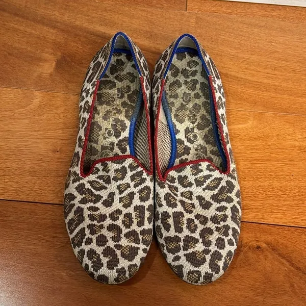 Rothy's The Loafer Women Leopard Print Red Trim Knit Flats‎ Size 8 - Image 3