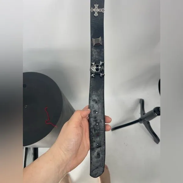 Woman's skull hot topic black and silver belt size XL‎ - Image 5