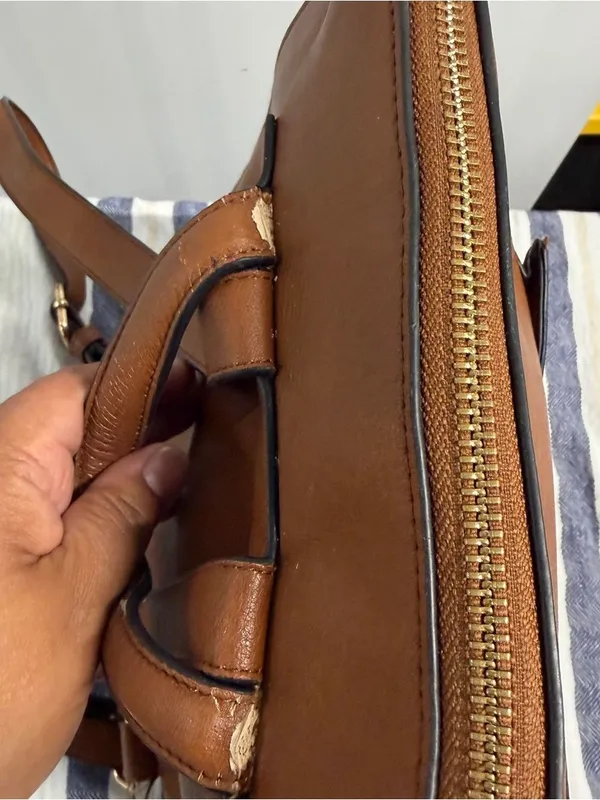 Dune London Tan Leather Backpack with Front Pocket - Image 5