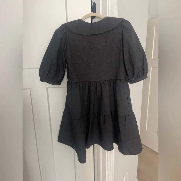 AMANDA UPRICHARD Evangeline Dress in Eclipse black gold buttons mini‎ collar - Image 5