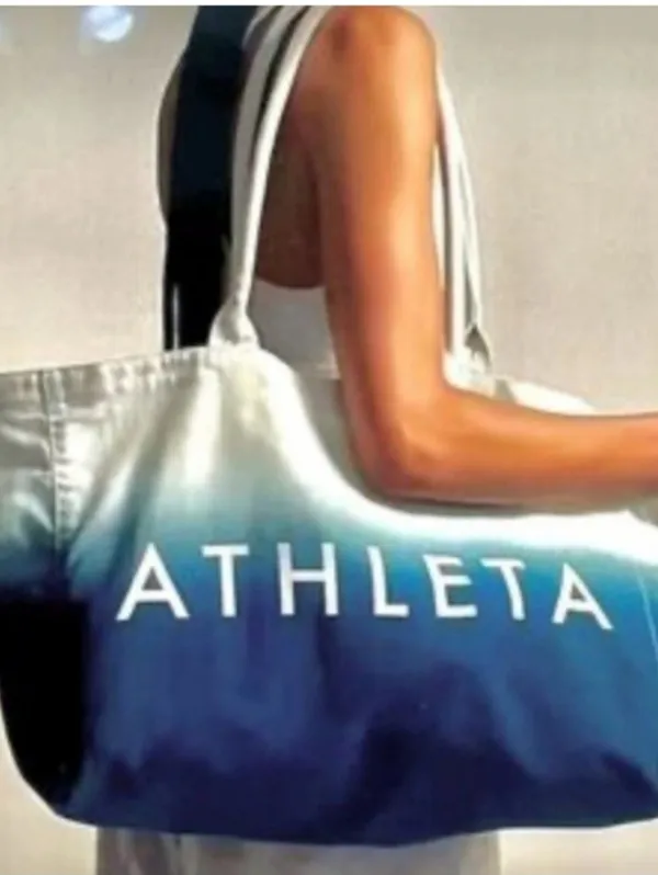 Athleta Blue Ombre Canvas Tote Shopping Bag - Image 2
