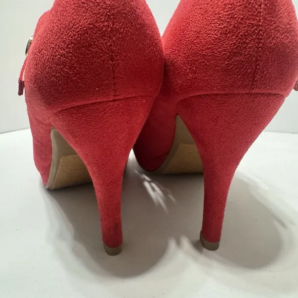 Daily Mary Jane Pumps High‎ Heels Dress Shoes Red Suede 8.5 Party Retro Pumps - Image 7