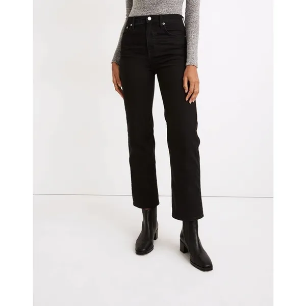 Madewell Slim Wide-Leg Crop Jeans Faded Black Lunar Wash 25/26 - Image 8