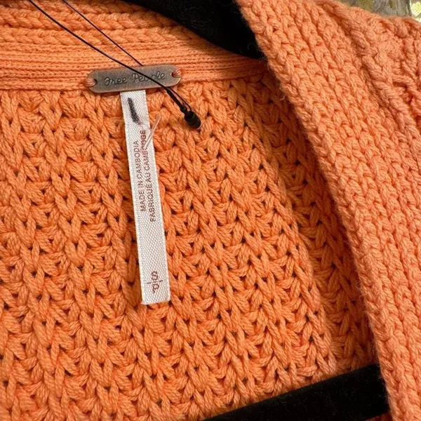 Free People Peach Orange Nightingale Chunky Long Cardigan‎ Sweater Small NWOT - Image 3