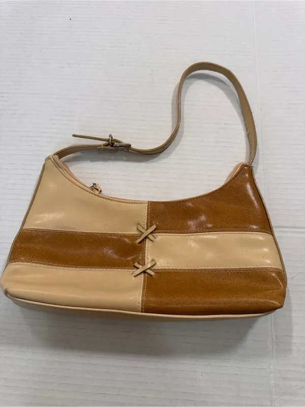 Vintage Y2K Tan Leather Mini Shoulder Bag Purse Handbag Coquette Girly - Image 9