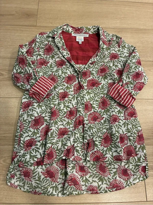 Gretchen Scott Designs Women’s Button Down Shirt Floral Pink Green Size M - Image 4