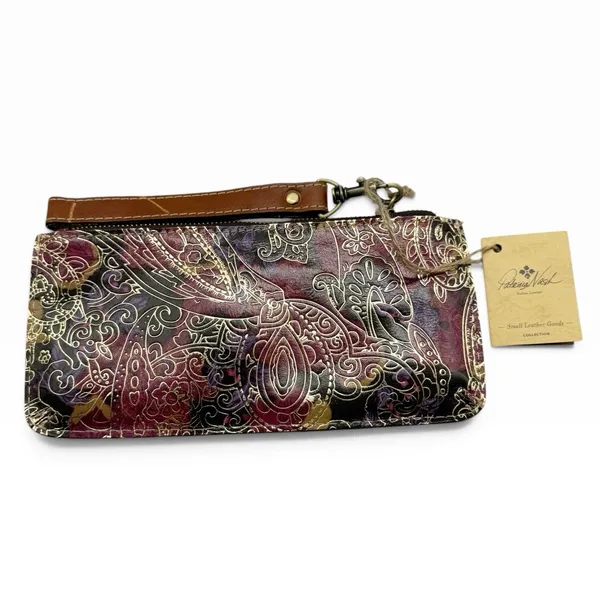 NWT Patricia Nash Metallic Tooled Lace Leather Clutch Wristlet Dark Paisley Zip - Image 2