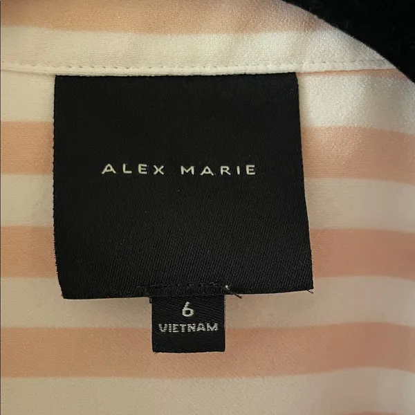Alex Marie Cream and Blush Striped Wrap Shirt Dress - Image 2