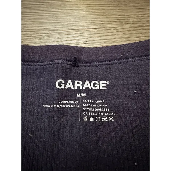 Garage Ribbed Seamless Crop Top V-Neck Short Sleeve Blue Medium Women's Tank - Image 2
