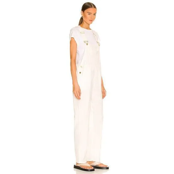 WeWoreWhat Basic Overalls Jumpsuit Off White Linen Classic Blogger Favourite‎ - Image 4
