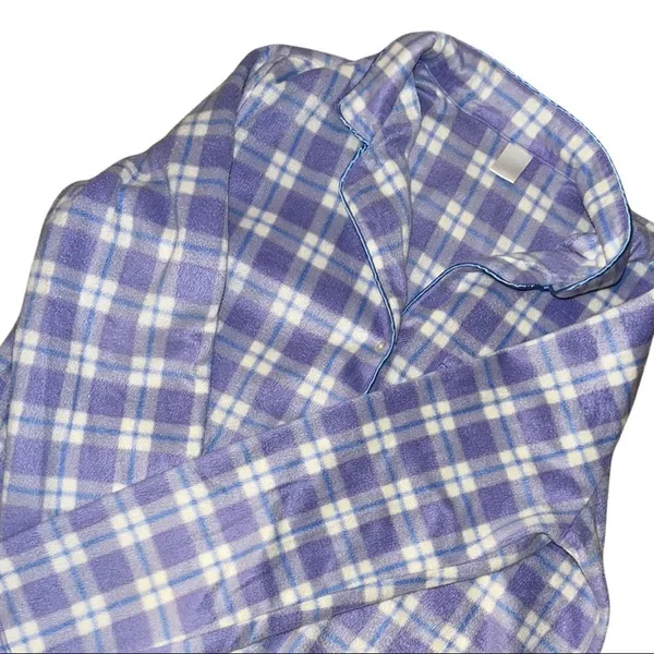 Adonna warm lavender and white plaid fleece 2 piece pj set - Image 4