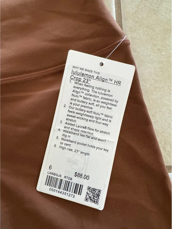 Lululemon Align High Rise 23” Roasted Brown Size 6 NWT - Image 4
