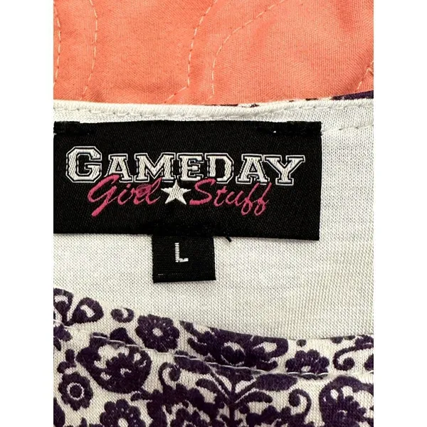 Women's Game Day Girl Stuff Purple Orange White Dress Size L - Image 3