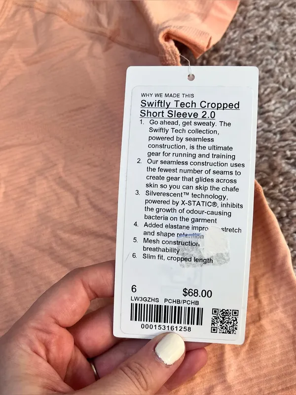 Lululemon Swiftly Cropped Short Sleeve 2.0 - Peach Bellini - Image 2