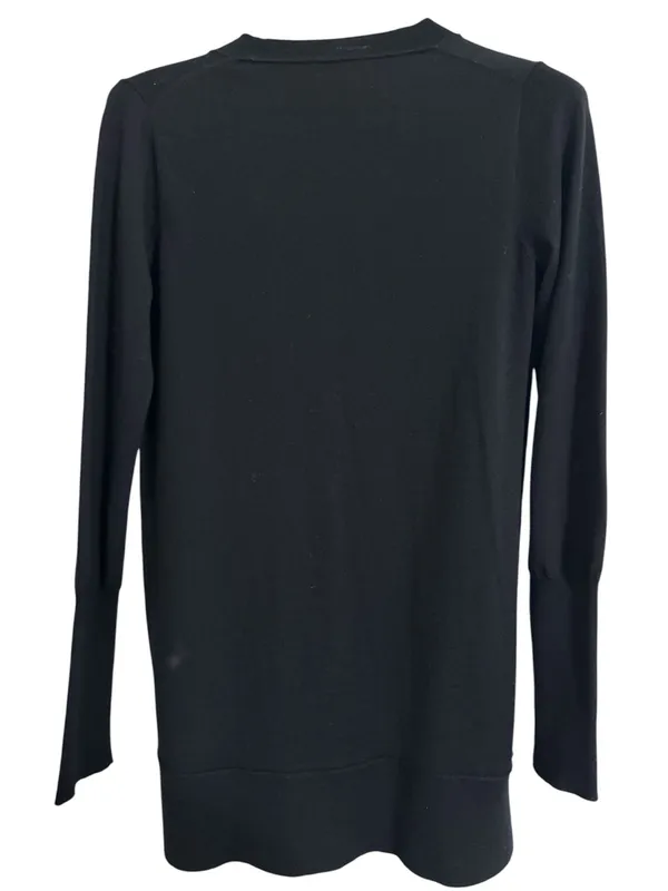 J.Crew V-neck Button-Down Black Merino Wool Longline Cardigan M - Image 2