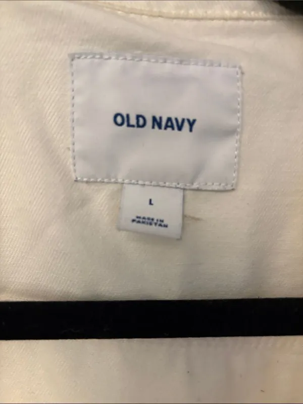 Old Navy Off-White Cream Denim Jean Jacket Size Large L Button Front Trucker - Image 2