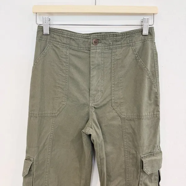 Abercrombie Cargo Pants Size 25 Green Wide Leg Baggy High Rise Minimalist Grunge - Image 5