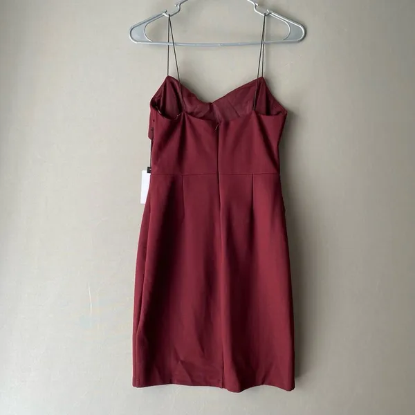 ASTR The Label Ruffle Spaghetti Strap Cocktail Mini Dress M‎ Burgundy - Image 7