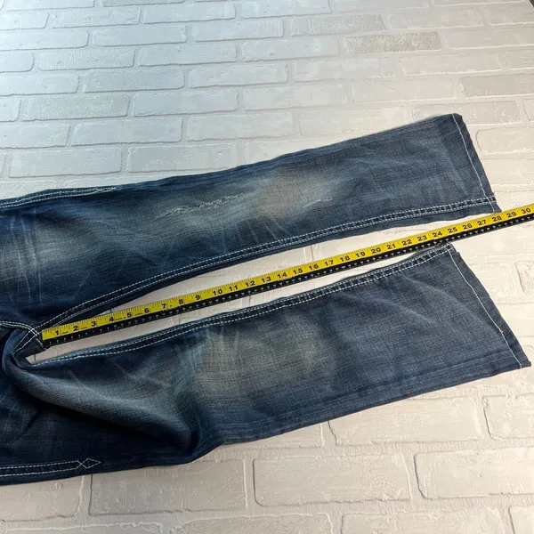Y2K Rock Revival Sasha‎ Boot Jeans Womens 31 Dark Wash Denim Flap Rhinestones - Image 14