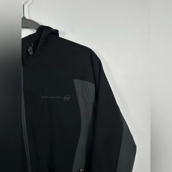 Free Country Live In It Womens‎ Black Gray Hooded Softshell Jacket Full Zip - Image 4