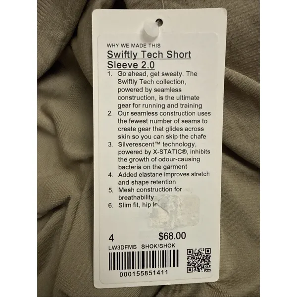 Lululemon Women's Swiftly Tech Short-Sleeve 2.0 Hip Length Color SHOK Sz 4 New - Image 3