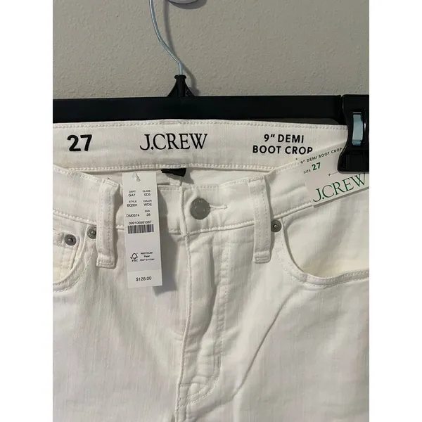 New J.Crew 9" Demi Bootcut White Denim Jeans Size 27 - Image 2