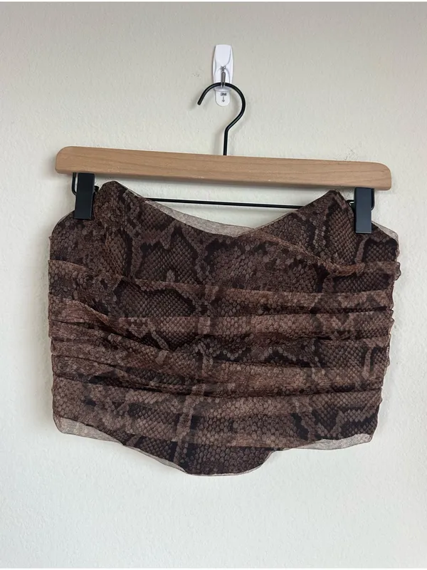 Zara Snake Print Mesh Crop Corset Top - Image 2