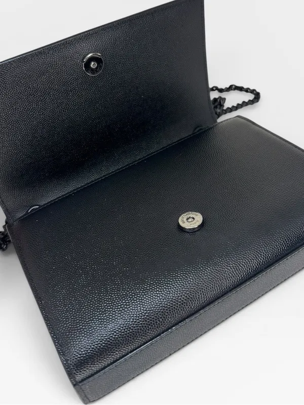 YSL Saint Laurent AUTHENTIC Black Leather Monogram Chain Crossbody Bag WITH COA - Image 9