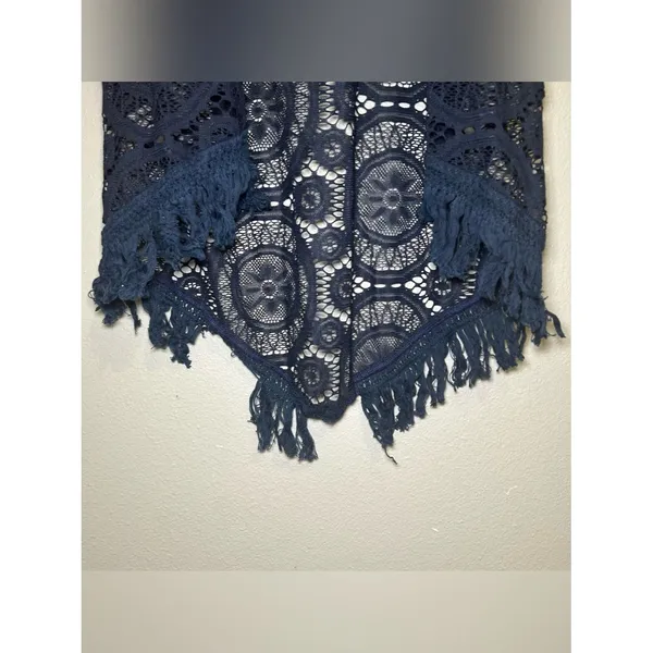 New Altar’d State Blue Crochet Knit Boho Kimono Cardigan Women’s Size Large - Image 4