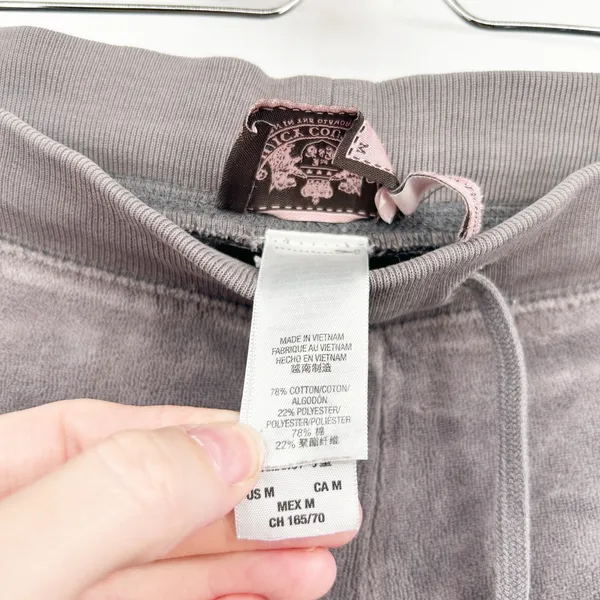 Juicy Couture Womens Grey Velour Y2K McBling‎ Juicy Royal Low Rise Track Pants M - Image 5