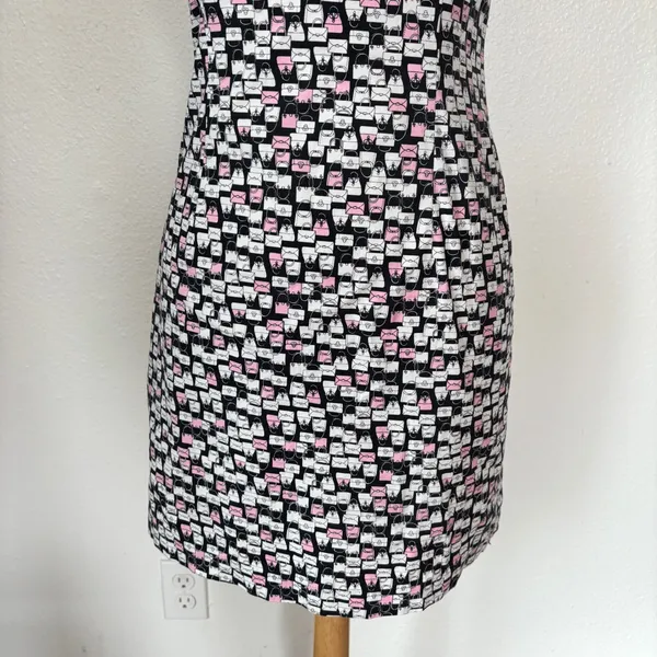 Byer California Vintage 90s Eccentric Purse Print Black & Pink Babydoll Dress - Image 4