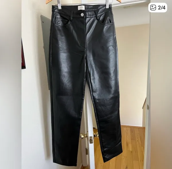 Aritzia Wilfred Melina Black Leather Pants - Image 2