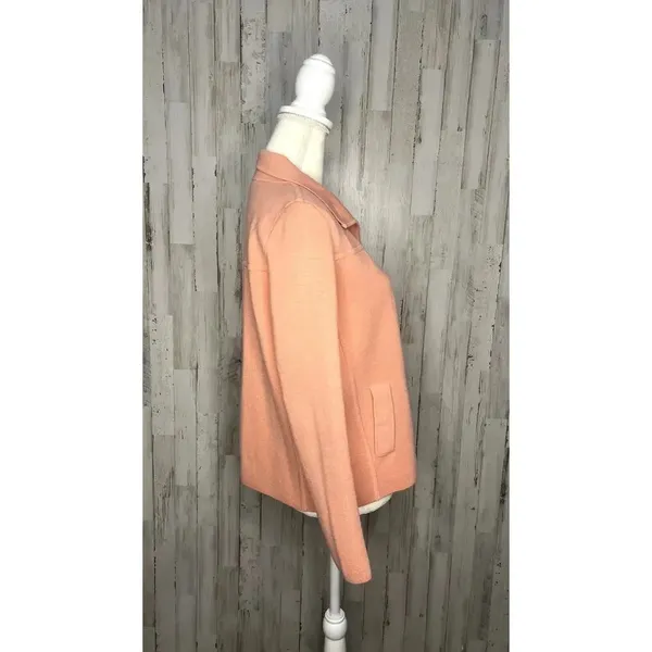 Talbots Women's Small‎ Coral Merino Wool Long Sleeve Mock Neck Blazer Jacket - Image 4