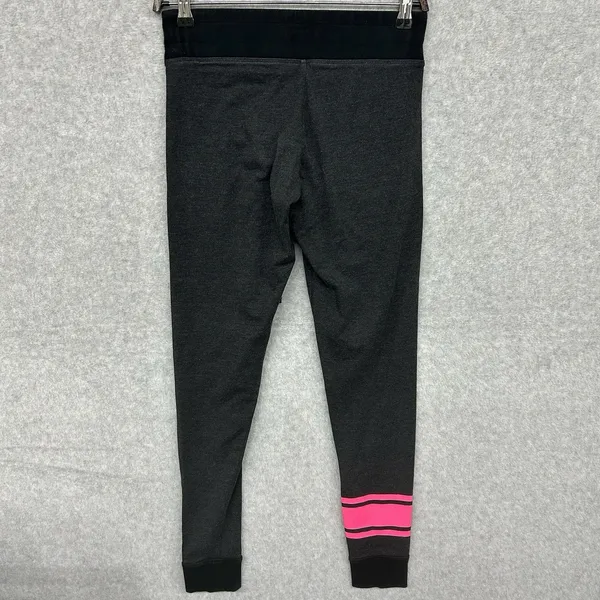 Victorias Secret PINK Yoga Leggings Charcoal Gray Pink Stripe Slim Joggers Small - Image 5