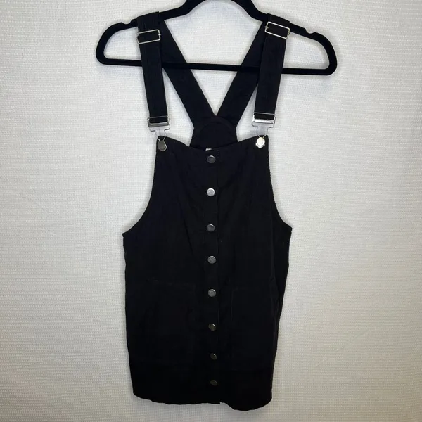 Harper Heritage Francescas Black Corduroy Button Front Pinafore Dress‎ Small - Image 2