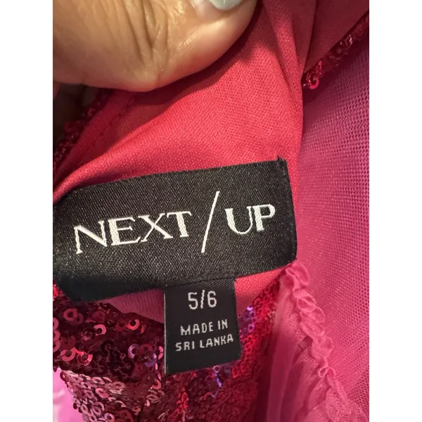 Next Up Hot Pink Size 5/6‎ Dress One Shoulder Evening Gown Sequin Formal - Image 6