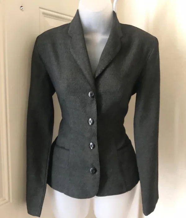 2000s Grey-Black fitted slim fit long sleeve blazer with functional pockets button closure - Image 7