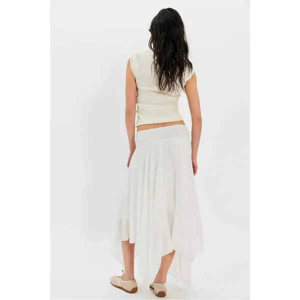 Free People FP One Bohemian Fairy Kaia Asymmetrical Midi Skirt Ivory Large NWT - Image 4