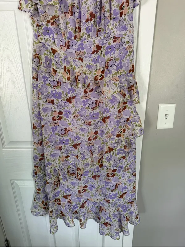 ASTR The Label Purple Lavender Ruffle Floral Maxi Dress Cottacore - Image 3