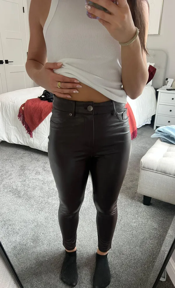 Brown Leather Pants Size M - Image 3