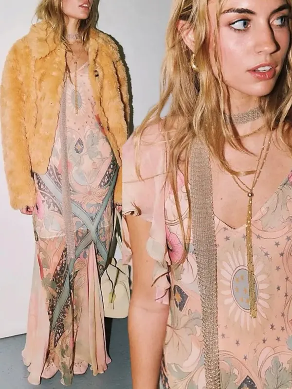 Free People Bohemian Witchy Celestial Nights Maxi Dress in Fairy Combo XL - Image 15