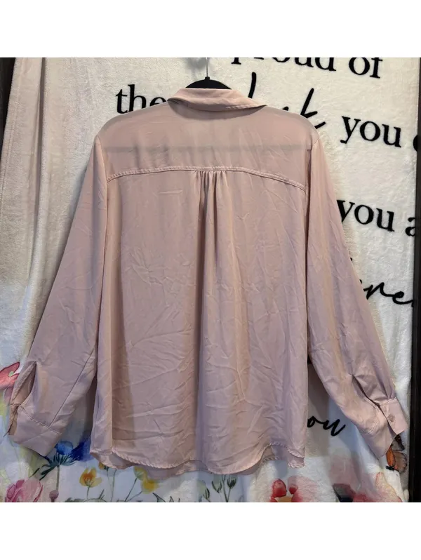 Maurices Button-Down Blouse Adjustable Long Sleeves Pink Plus Size XXL - Image 2
