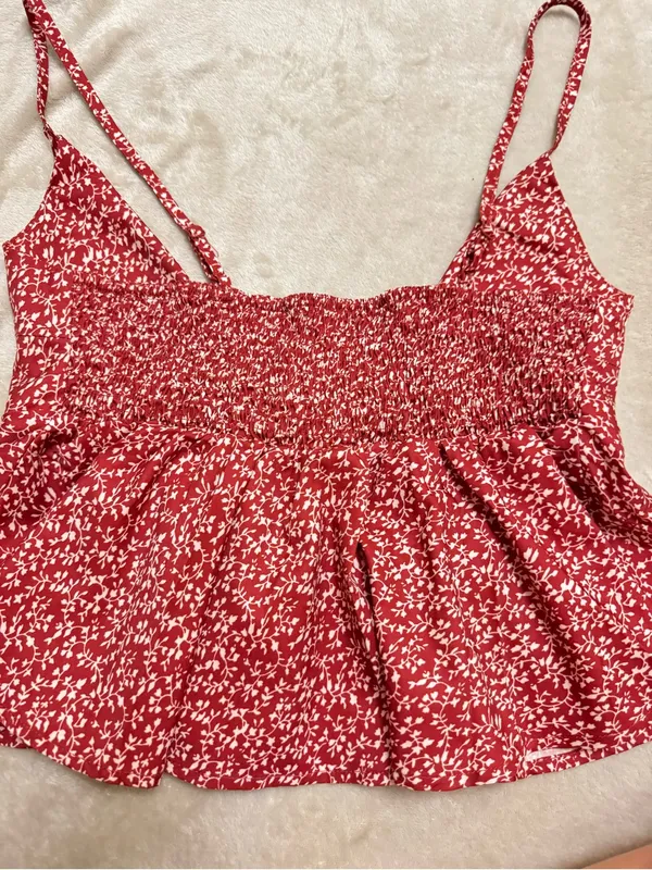 SHEIN Red Floral Tie-Front Spaghetti Strap Camisole - Image 2