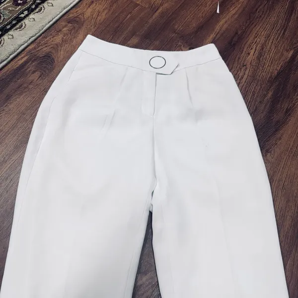 Express Ankle High Rise Trouser Dress White Pants cropped sz 0R career‎ office - Image 2