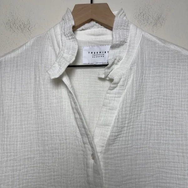 The Shirt Rochelle Behrens Women Cotton Gauze Button Down Medium White Luxury‎ - Image 2