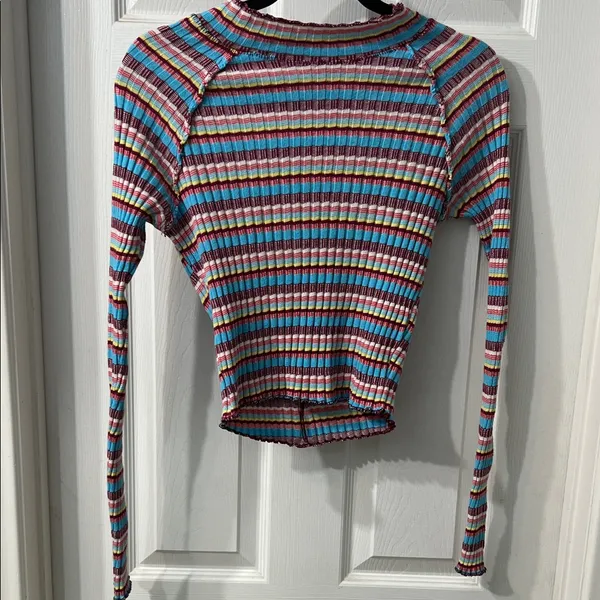 Free People Striped Ribbed Long Sleeve Top Multicolor – NWOT – Size S - Image 2